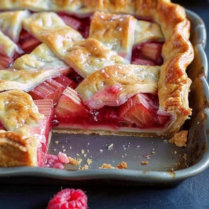 Receta de pastel de frambuesa y ruibarbo: dulce y ácido, perfecto para cualquier ocasión.