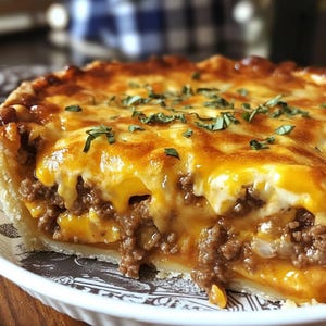 Receita de torta de cheeseburger inspirada na mulher pioneira – Clássico da comida caseira para imprimir