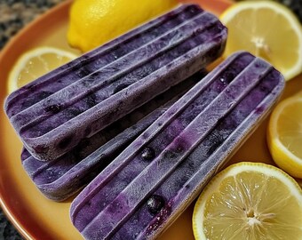 Receta de paletas de arándanos y limón: un refrescante capricho de verano, descarga instantánea en PDF, postre helado casero fácil