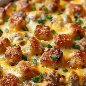 Downloadable Recipe – Sausage Cream Cheese Tater Tot Breakfast Casserole | Easy Breakfast Casserole PDF