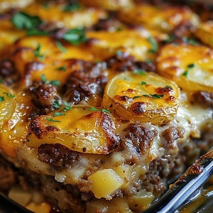 Receta descargable: Cazuela sureña de hamburguesas y papas