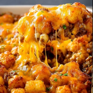 Ultimate Cheesy Ground Beef Tater Tot Casserole Recipe - Downloadable Family Dinner
