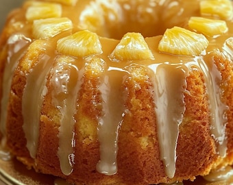 Pineapple Cream Cheese Pound Cake with Pineapple Glaze Recipe - Moist and Delicious (Downloadable)