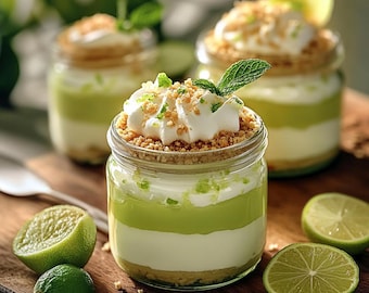 Key Lime Pie Jars Recipe - Printable Downloadable Dessert Guide