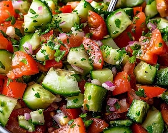 Ensalada mediterránea de pepino y tomate: una delicia refrescante y sabrosa