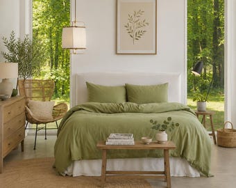 3-delig luxe linnen dekbedovertrek, boho beddengoedset, slaapkamerdecor met kussensloop