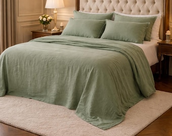 Stonewashed Linen Bed Sheet Set | Sage Green, Soft & Breathable