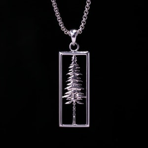 Redwood Tree Pendant Necklace With Chain | sterling silver | nature inspired fine jewelry | tree necklace |