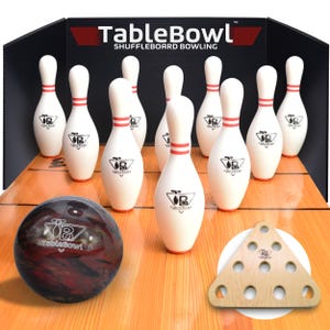 Shuffleboard Bowling Set – Hard Maple Pins, Resin Ball & Pinsetter