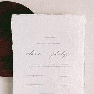 Nikah/Ehe-Zertifikat auf handgeschöpftem Büttenpapier Minimal Design  | Dini Nikah Belgesi