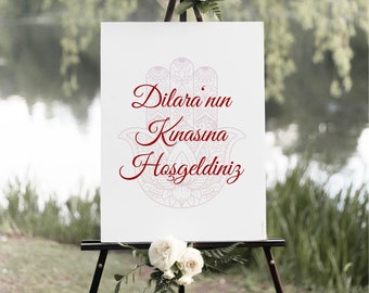 Hochzeitsschild "Fatimas Hand" Willkommenstafel Empfangstafel  | wedding sign signage |  karsilama panosu pano |  14shubat Willkommenschild