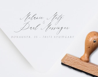 Adressstempel "Calligraphy" personalisiert | Holzstempel | Familienstempel, individuelle Stempel Adresse, Namensstempel, Umzug, Hochzeit DIY