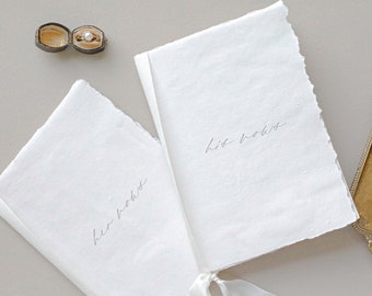 Vows/Gelübde Bücher, personalisierbar, 2-teiliges Set, Modell Minimal Calligraphy, auf handgeschöpftem Büttenpapier