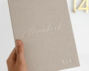Stammbuch mit Personalisierung *Limitierte Valentinstags-Edition* / Familienstammbuch - beige Leinen