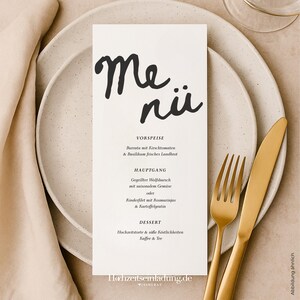 Gepersonaliseerde trouwmenukaart | Elegante menukaarten voor huwelijksdecoraties | Individuele menukaarten en plaatskaartjes, ontwerpcode: M001