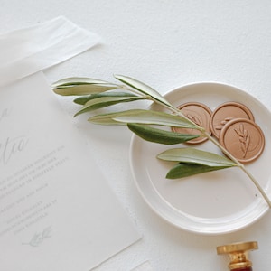 Handmade paper wedding invitation 'olive' including envelope and sealing wax, NON-PERSONALIZED SAMPLE image 3