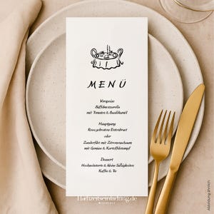 Gepersonaliseerde trouwmenukaart "Bon Appétit" | Elegante menukaarten voor huwelijksdecoraties | Individuele menukaarten en plaatskaartjes M008