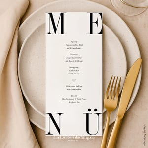 Gepersonaliseerde trouwmenukaart "Parijs" | Elegante menukaarten voor huwelijksdecoraties | Individuele menukaarten en plaatskaartjes M007