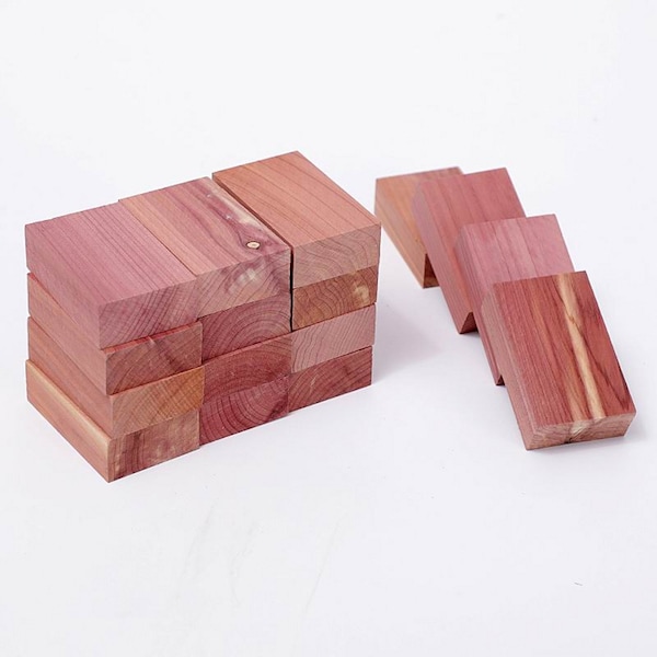 Blocs de cèdre rouge aromatiques - Pack de 15 - Protection naturelle contre les mites - Cèdre rouge non traité pour sculpture - 2,8 « x 2 » x .74 »