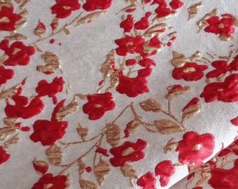 Floral Jacquard Cloth Fabric: Perfect for Spring Dressmaking and Projects, 57" Width, Red & Pink Available