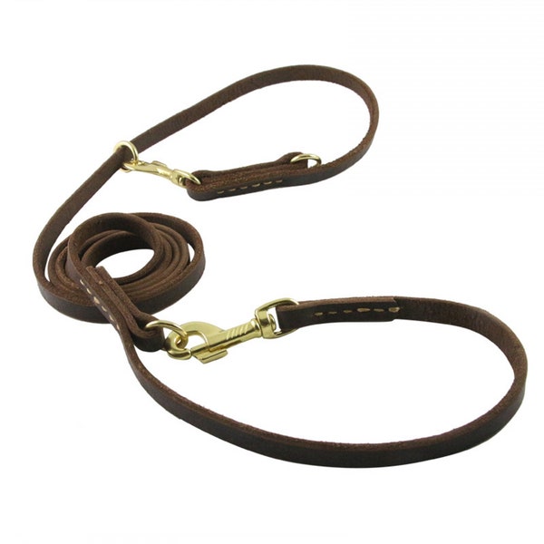 Double Hooks Hands Free Multi-Function Dog Leather Leash 8.2ft