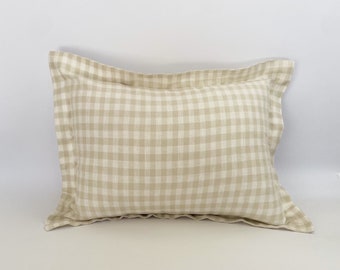 Linen Ruffle Mini Cushion in Beige Gingham - Etsy