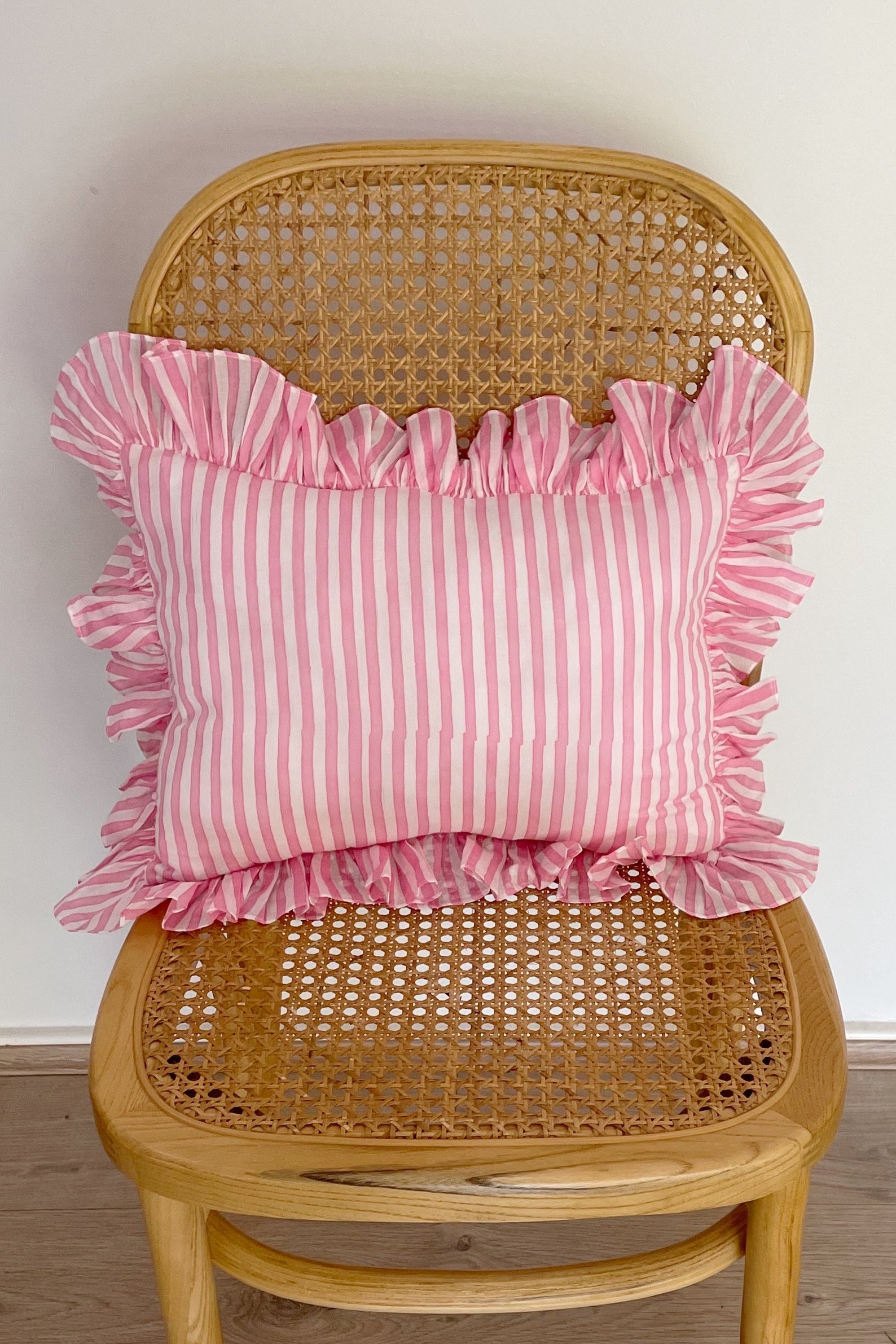 Stripe Ruffle Blockprint Mini Cushion - Etsy