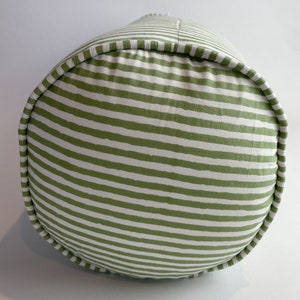 Sage Green Stripe Blockprint Cotton Bolster Cushion image 3