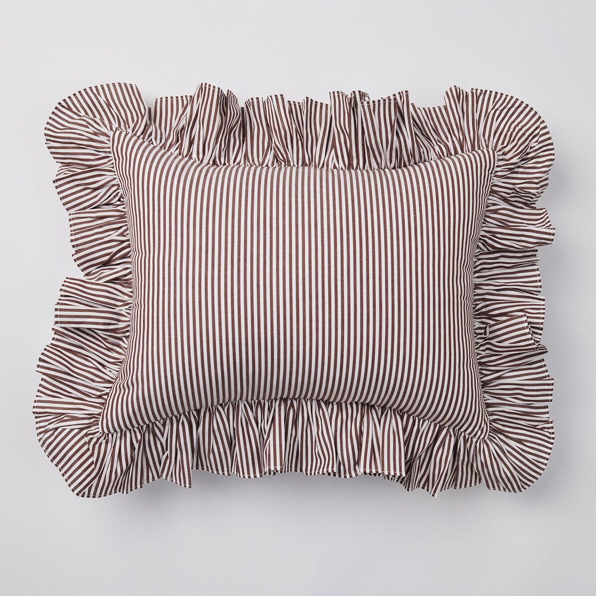 Chocolate Brown Candy Stripe Ruffle Cushion - Etsy