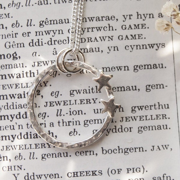 Handgemaakte zilveren ster hanger ketting/sterling zilver gepersonaliseerde familie sieraden/Stargazer sieraden/handgemaakt in Wales