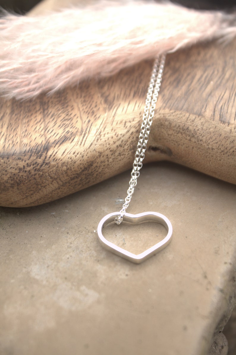 Love You Silver Heart Pendant Necklace / Sterling Silver Valentine Jewellery / Love Heart Jewellery / Handmade in Wales image 5