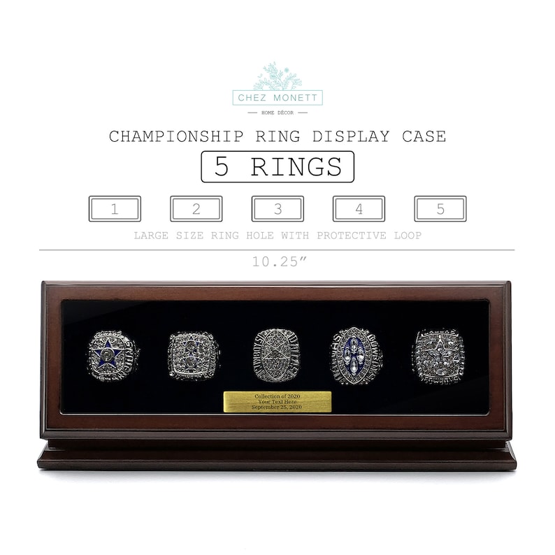 Championship Ring Display Case With Engraving Plate 1 2 3 4 5 Etsy