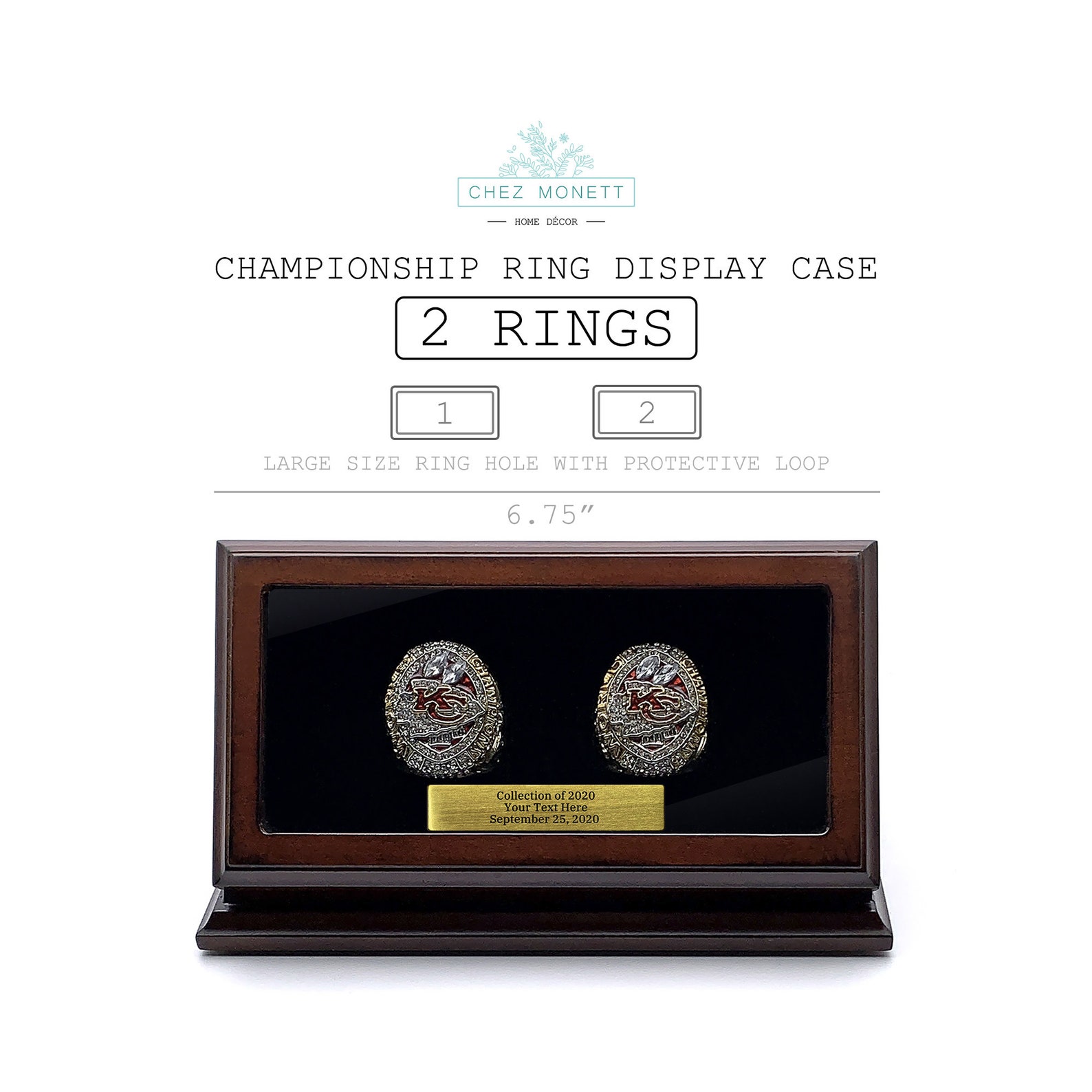 Championship Ring Display Case With Engraving Plate 1 2 3 4 5 6 7 Slot