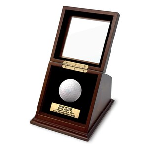 Wood Golf Ball Display Case: Hole In One Gift, Custom Plaque image 2