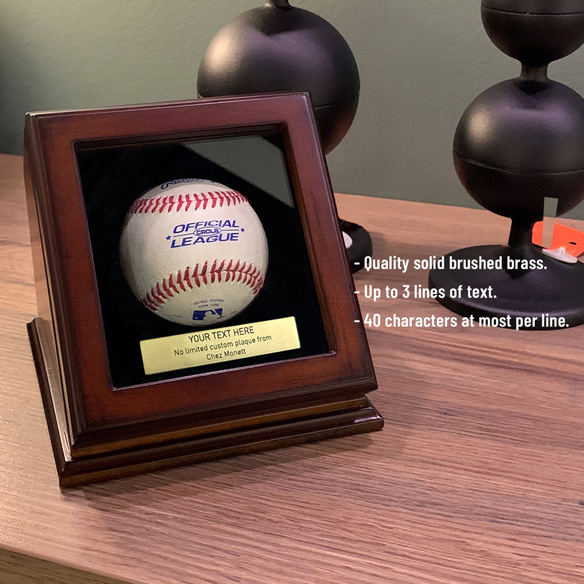 Baseball Display Case Box Custom Plaque Engraving Wood Etsy