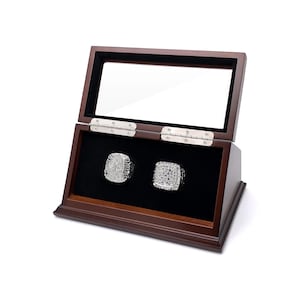 Championship Ring Display Case 2 3 4 5 6 7 Slots Memorabilia Ring Hole Box-no customized plate