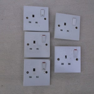 British electrical socket covers, 13 amp sockets, three pin plug socket covers, White switch covers