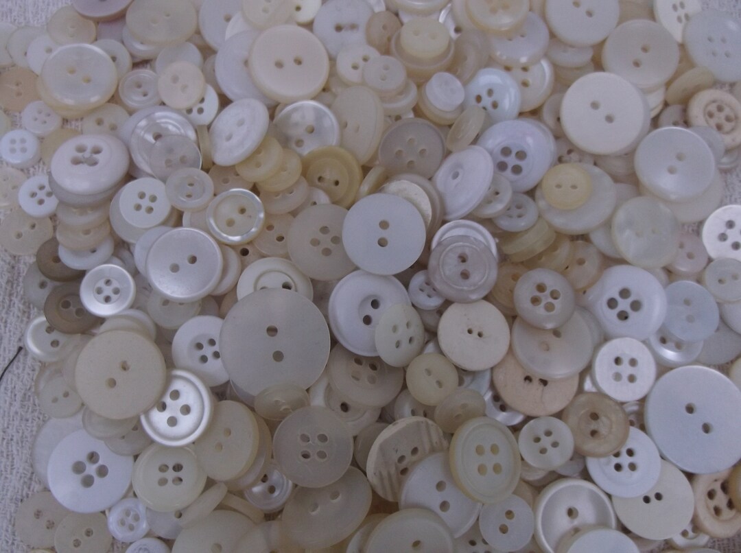 Small Basic Vintage Buttons, Flat Two and Four Buttons, White Craft ...