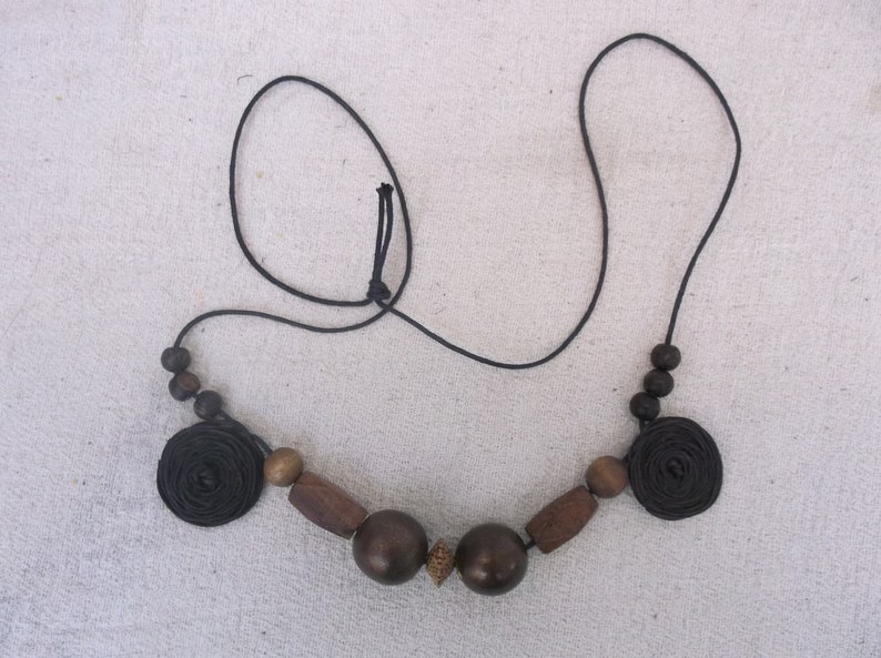 Chunky wooden bead necklace natural beads dressing up jewelry