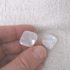 Square buttons, white shank buttons, vintage glass buttons