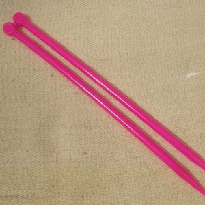 Aiguilles à tricoter roses, épingles à tricoter en plastique, taille UK 0 zéro, 8 mm
