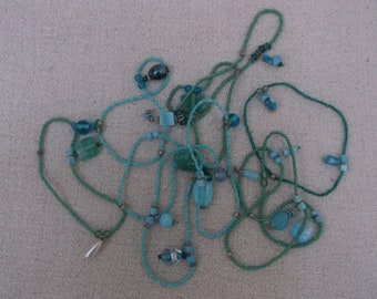 Simple glass bead bracelets, costume jewellery, turquoise beads, children's bracelets, dressing up box