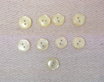 Yellow shirt buttons, Set of 9 two hole buttons, classic flat buttons, lemon yellow