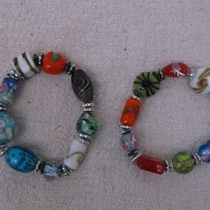 Chunky Perlenarmband, Modeschmuck, ausgefallene Glasperlen, Lampwork Perlen