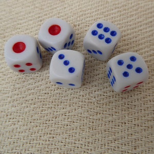 Set of dice, five D6, small die, gaming pieces, six spot dice