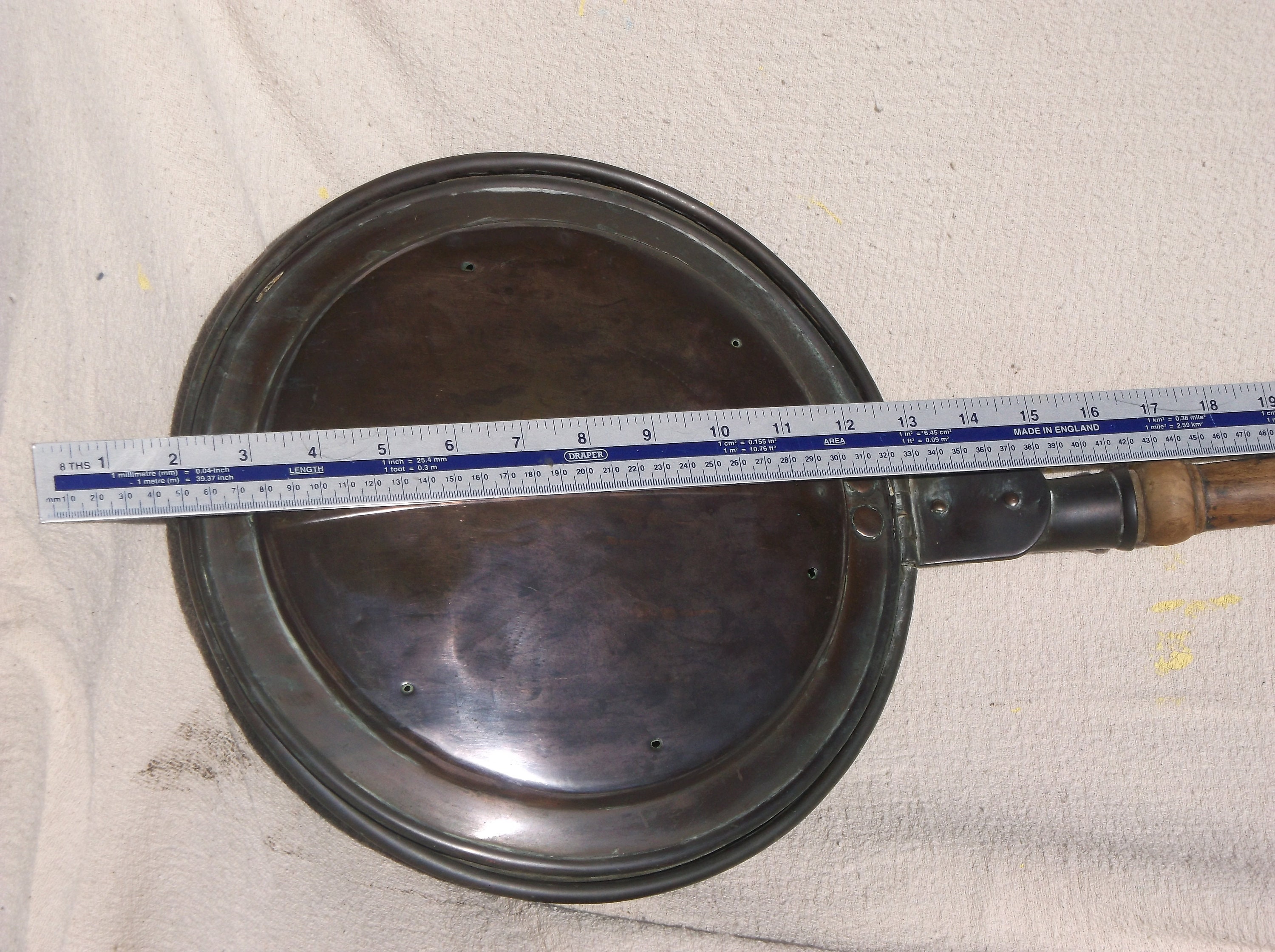 Vintage Bed Warming Pan, Brass Long Handled Pan, 1800's Heating Tool