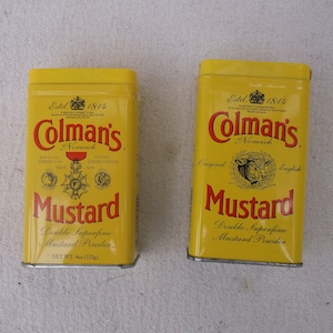 Small Colman&#39;s Mustard tin, vintage cooking, ingredient tub, kitchen memorabilia