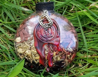 Vampyre Witch's Blood Rose Ornament - Hand Made Vampyre Witchcraft Power Amplifier Witch Ball