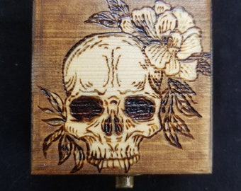 Mini Necromancy Box - Elegy Blossoms - Hand Burned Mini Necromancy kit w/ crystal, mirror, bone charm, and necromancy herb blend