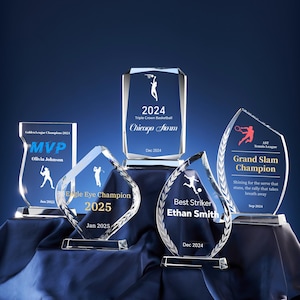 Custom Baseball Sports Crystal Trophy Awards ,Personalized Champion Cup ,  Golf Basketball Football Tournament Trophy, Laser Logo Engraving